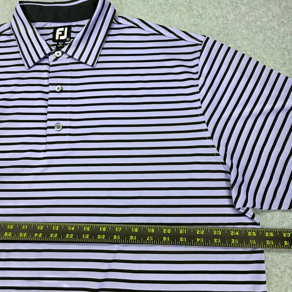 FootJoy FJ‎ Performance Golf Polo Shirt Men XL Striped Purple Black Short Sleeve - Picture 10 of 13